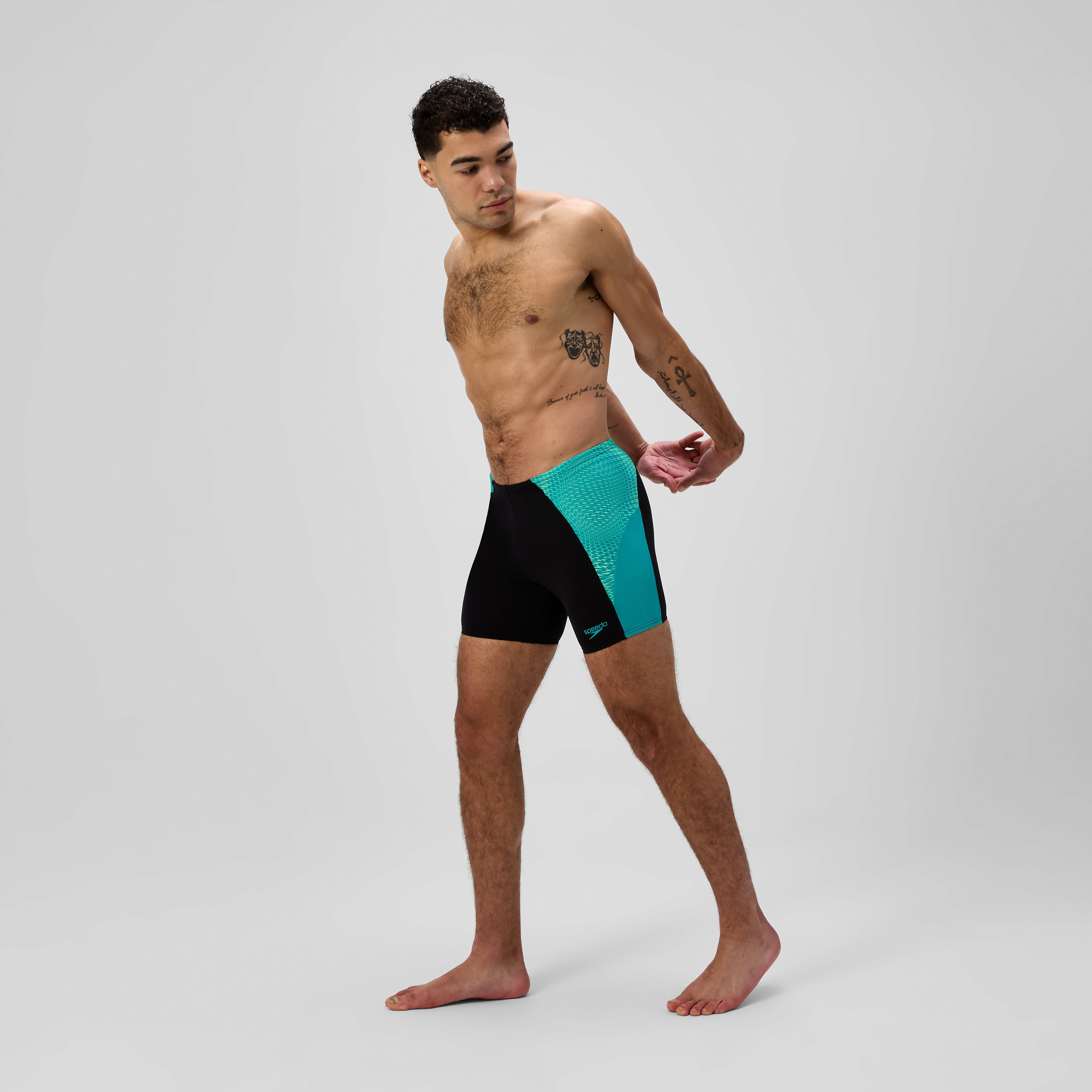 Men's Endurance+ MAX Splice Mid Jammer Black/Turquoise | Speedo