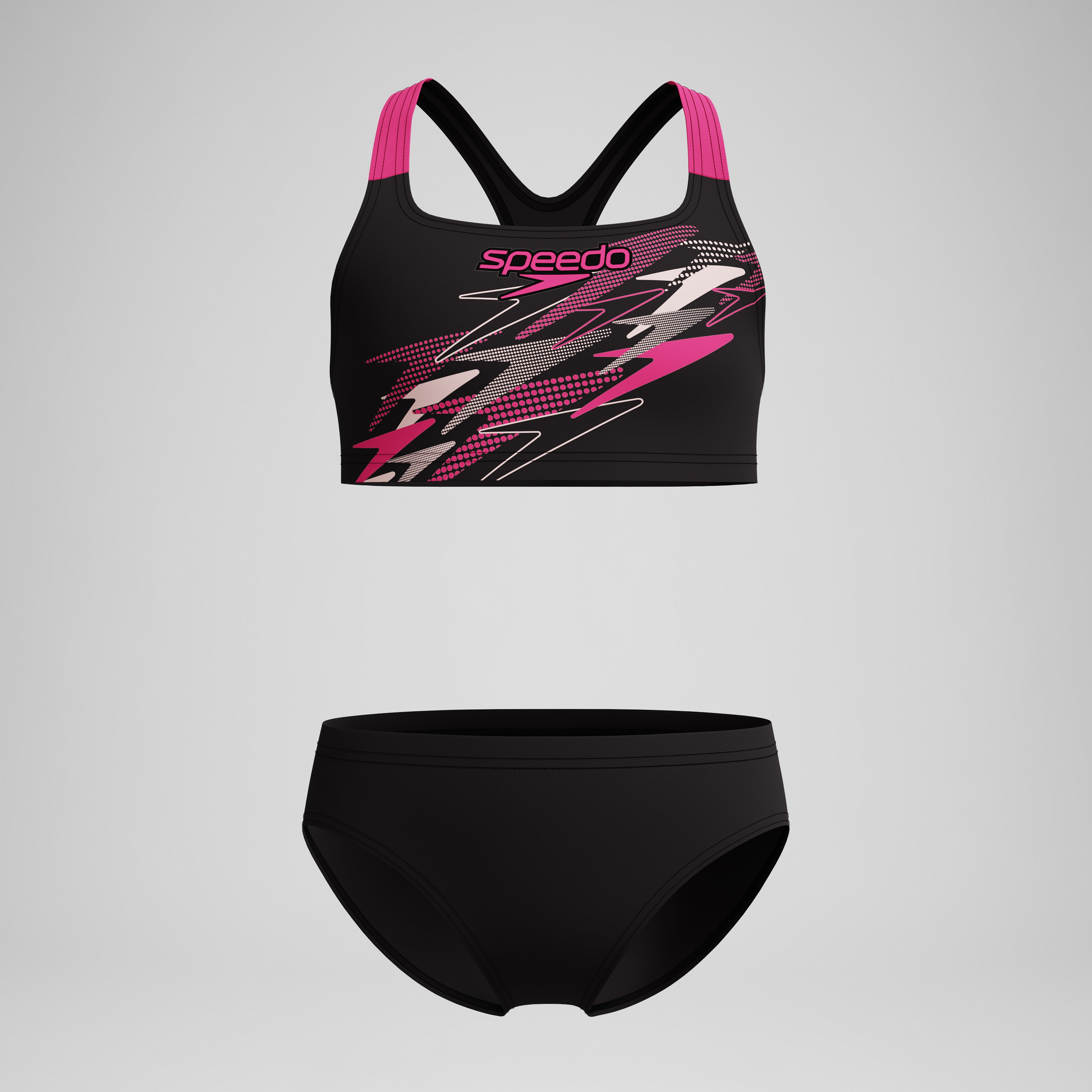 Girls Medley Logo Racerback Two Piece Black/Pink | Speedo