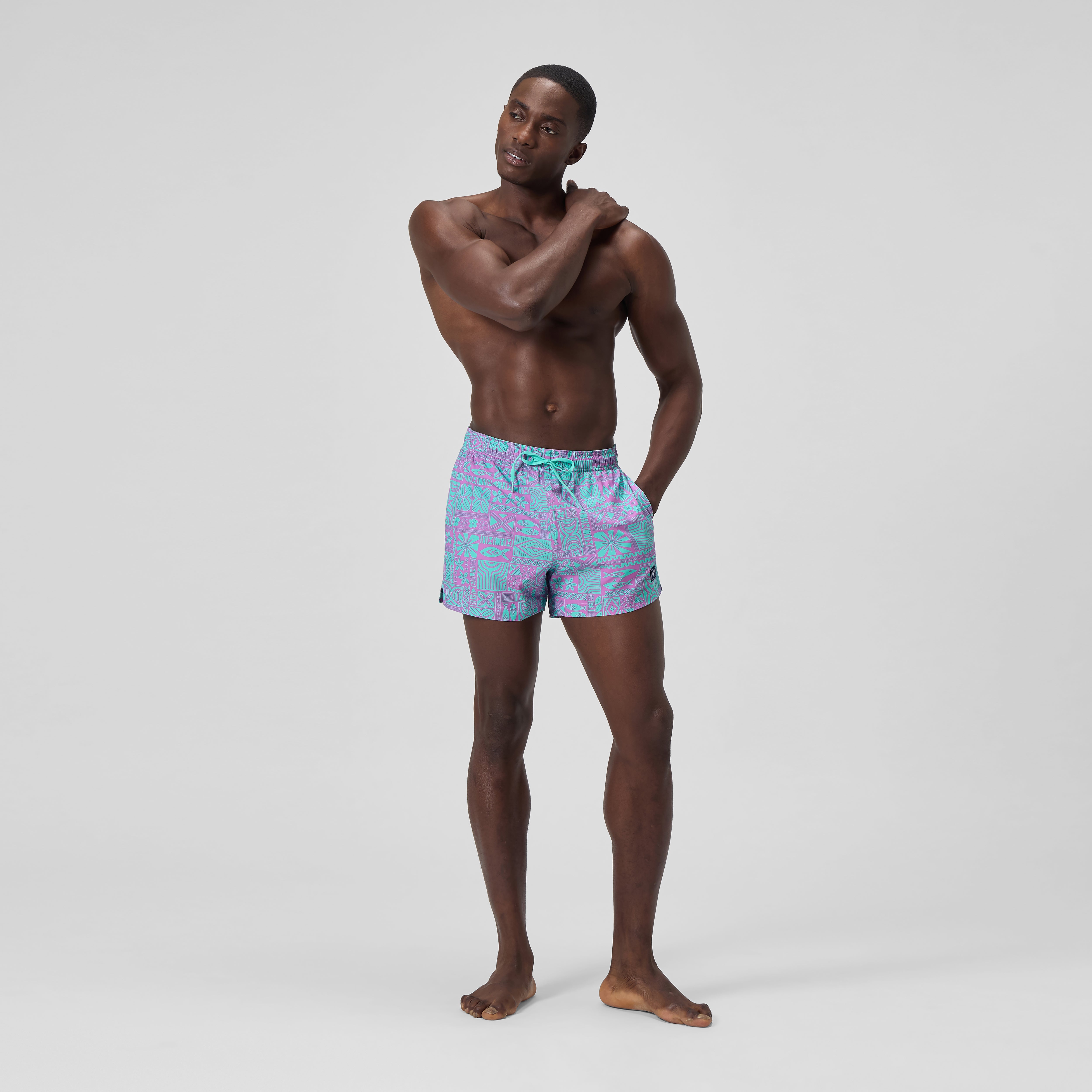 Men's Print Redondo Edge Volley Swim Trunks Pink/Green | Speedo