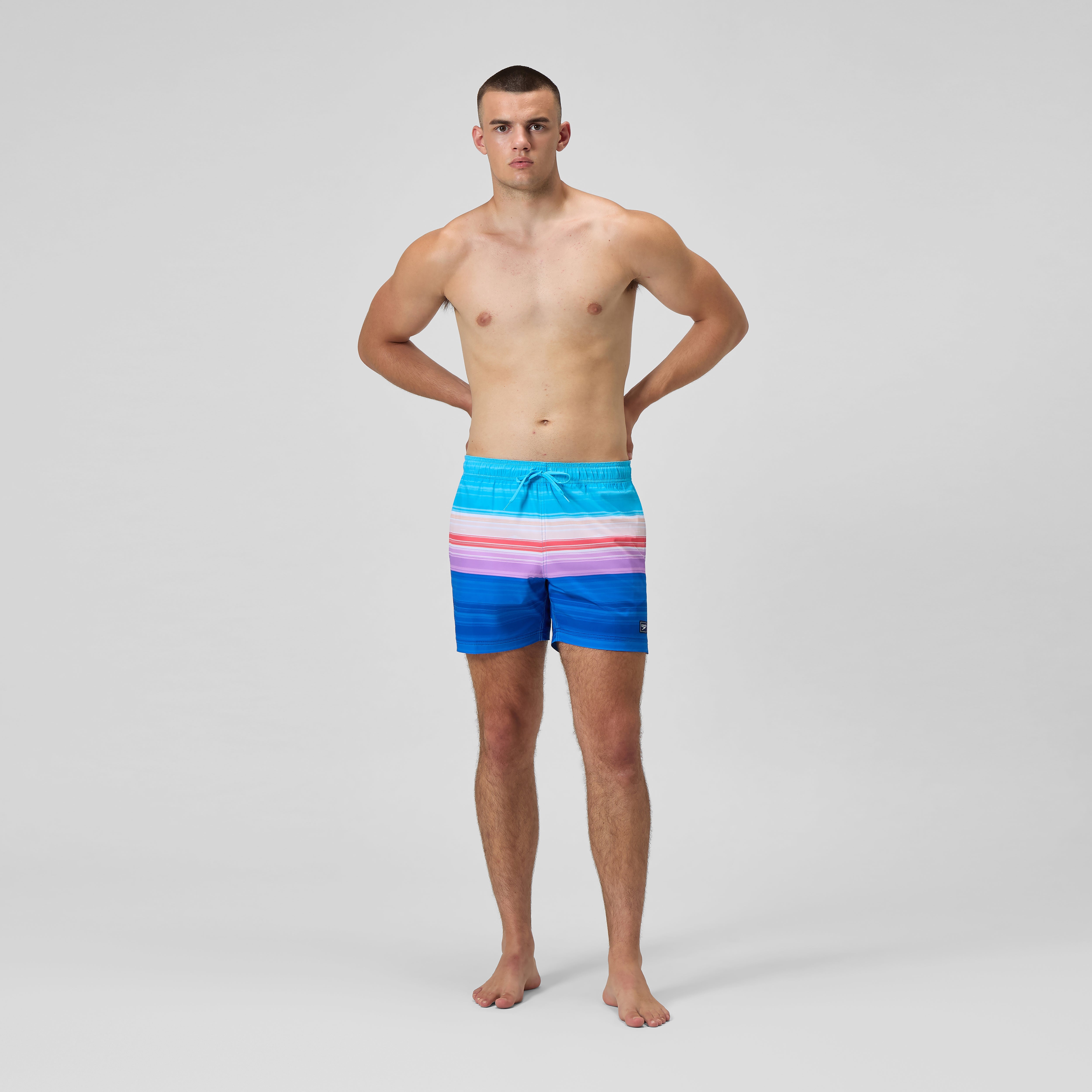 Men's Print Edge Redondo Volley Swim Trunks Blue/Pink | Speedo