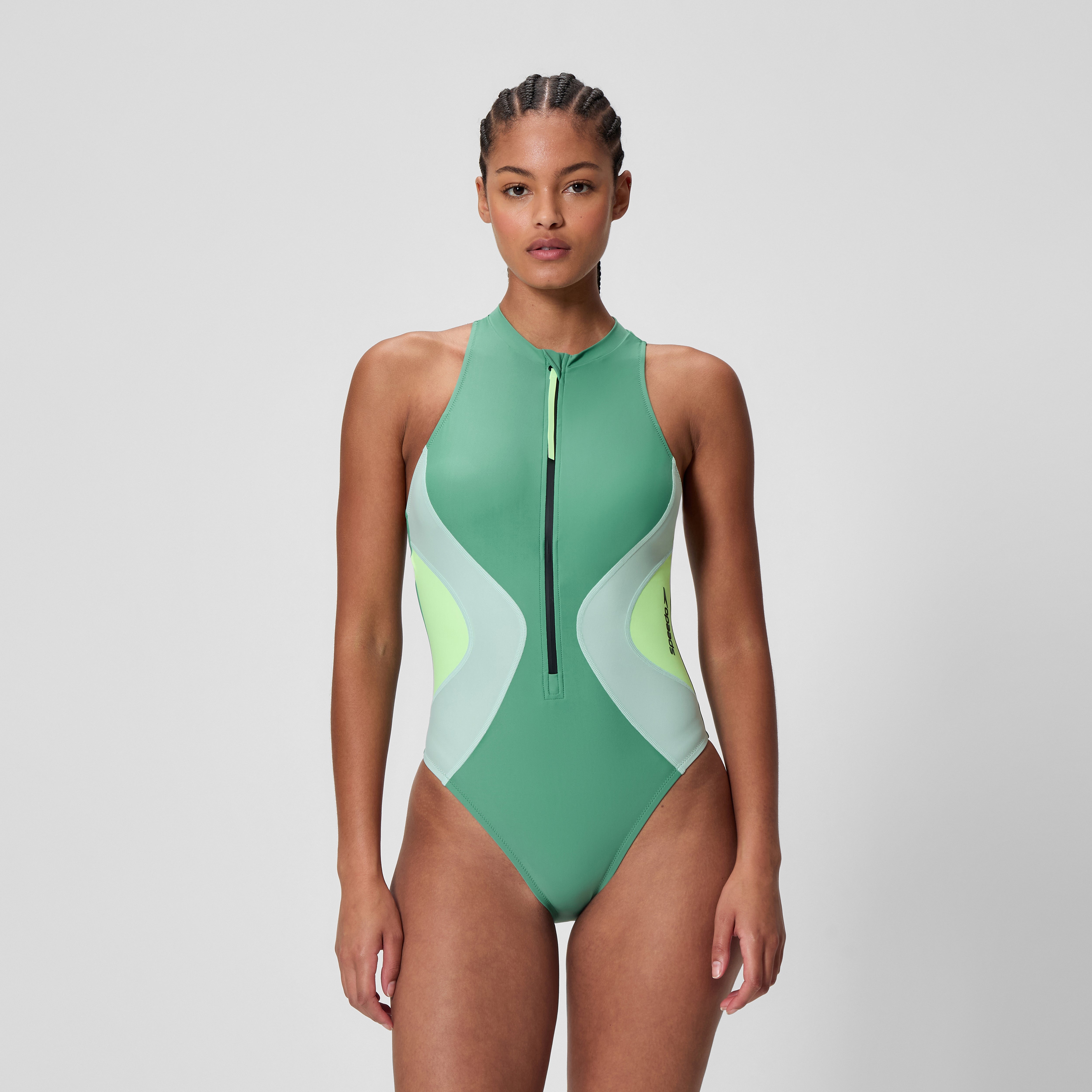 Women's Ocean Flex Zip Swimsuit Green | Speedo