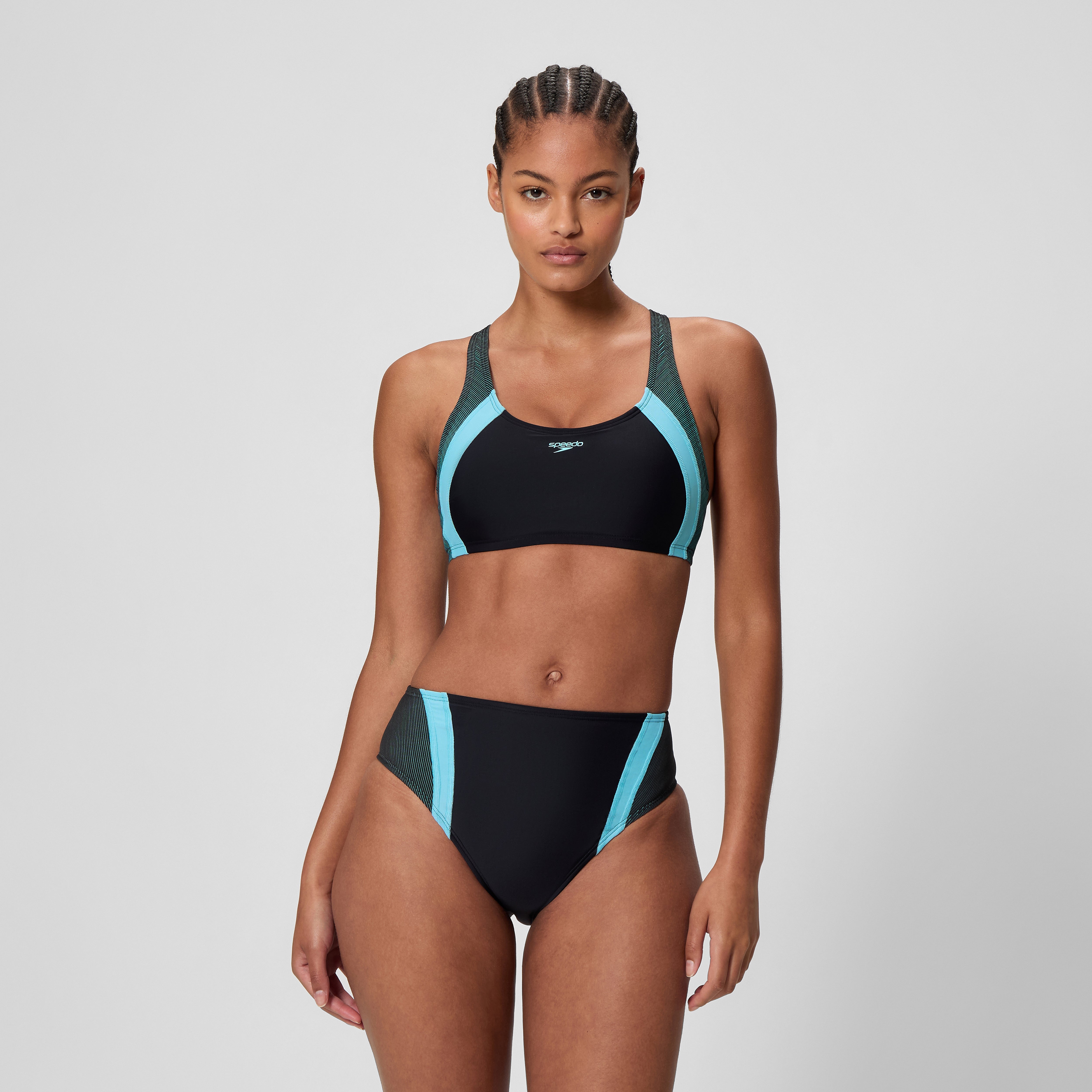 Women's Quantum Rib Splice Bikini Set Black/Blue | Speedo