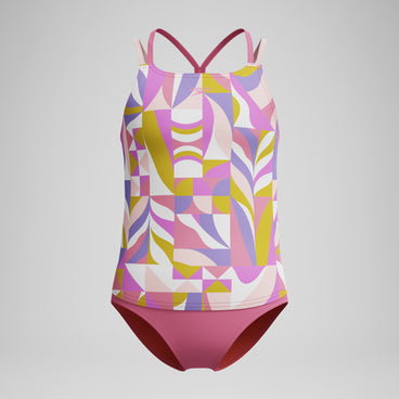 Girls Printed Strappy Two Piece Pink