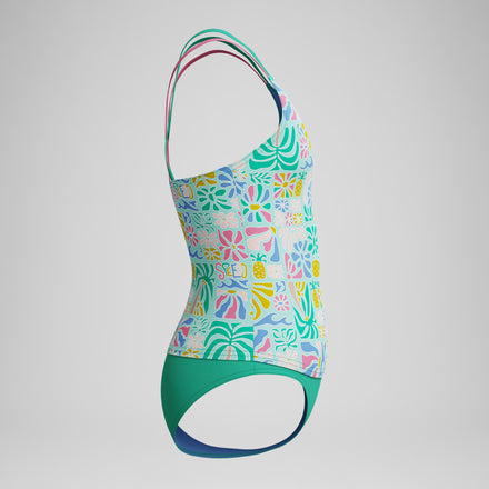 Girls Printed Strappy Two Piece Green