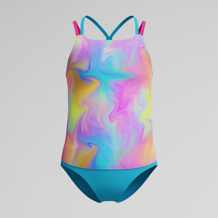 Girl's Print Tankini Set Blue