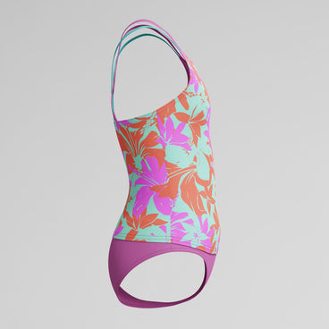 Girl's Print Tankini Set Purple