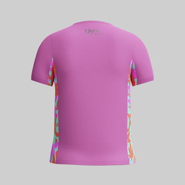 Girl's Printed Short Sleeve Splice Rashguard Purple
