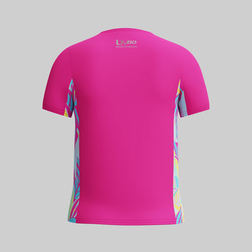 Girl's Printed Splice Short Sleeve Rashguard Pink