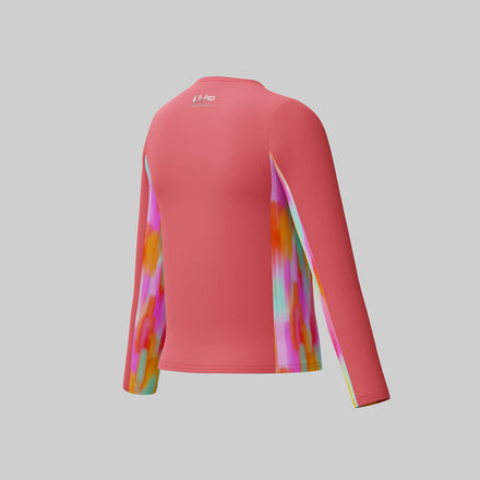 Girl's Long Sleeve Printed Splice Rashguard Orange