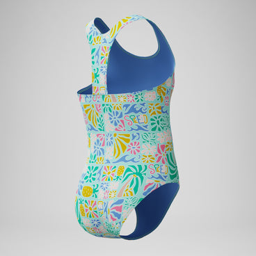 Girls Printed Racerback One Piece Green