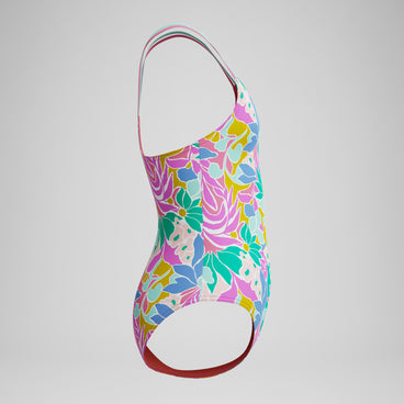 Girls Print Strappy Swimsuit Pink
