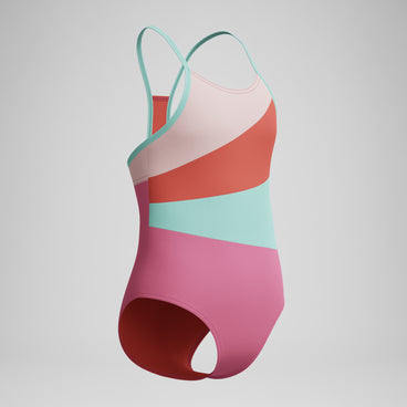 Girls Radiating Splice Swimsuit Pink