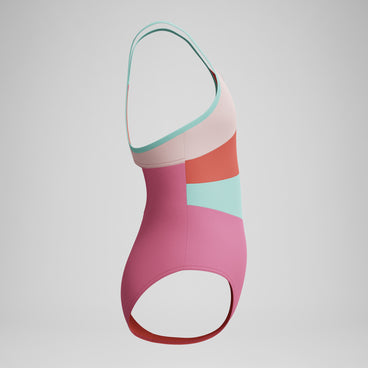 Girls Radiating Splice Swimsuit Pink