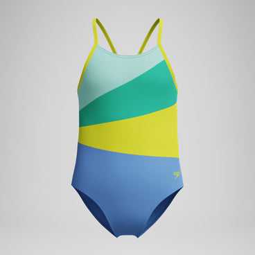 Girls Radiating Splice One Piece Blue