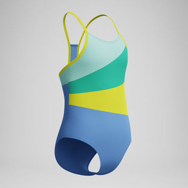 Girls Radiating Splice One Piece Blue