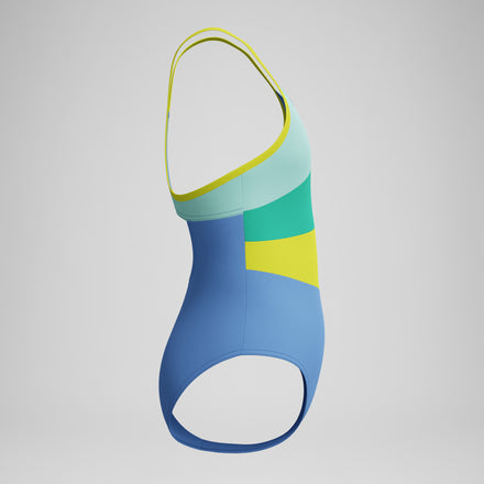 Girls Radiating Splice One Piece Blue