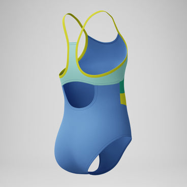Girls Radiating Splice One Piece Blue