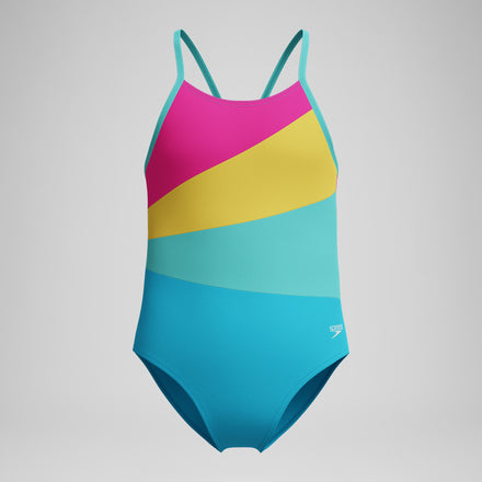 Girl's Radiating Splice One Piece Blue