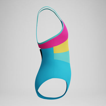 Girl's Radiating Splice One Piece Blue