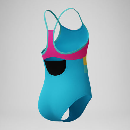 Girl's Radiating Splice One Piece Blue