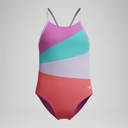 Girl's Radiating Splice One Piece Orange