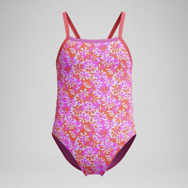 Girl's Print Propel Back One Piece Purple