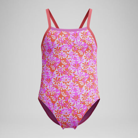 Girl's Print Propel Back One Piece Purple