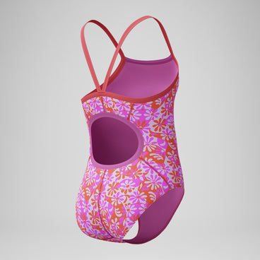 Girl's Print Propel Back One Piece Purple