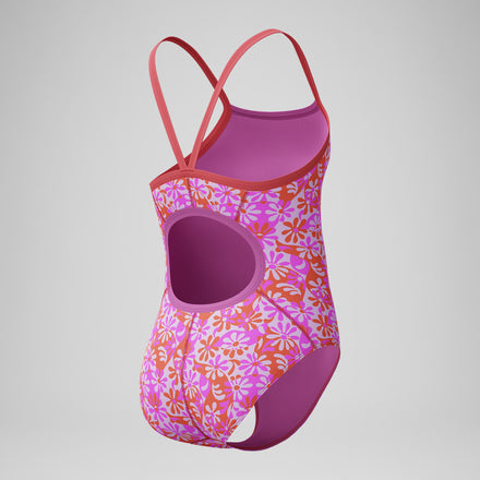 Girl's Print Propel Back One Piece Purple