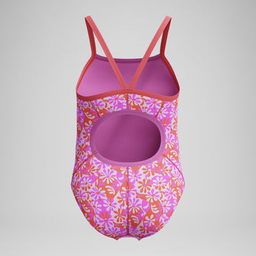 Girl's Print Propel Back One Piece Purple