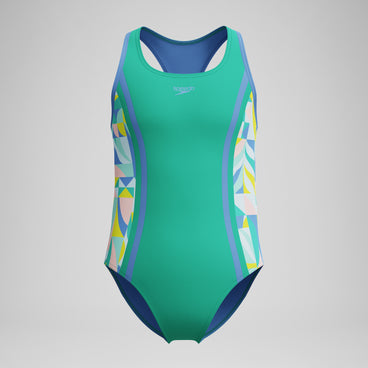 Girls Printed Racerback Swimsuit Green