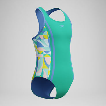 Girls Printed Racerback Swimsuit Green