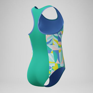 Girls Printed Racerback Swimsuit Green