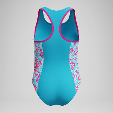 Girl's Print Spliced Racerback One Piece Pink