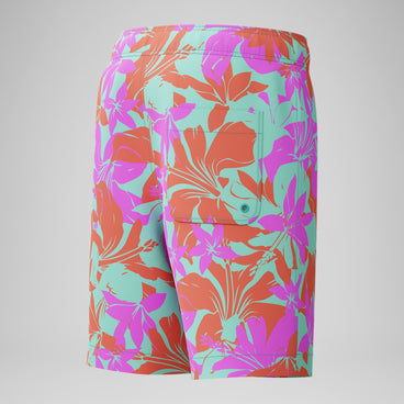 Kid's Print Redondo Volley Swim Trunks Blue/Pink