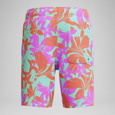 Kid's Print Redondo Volley Swim Trunks Blue/Pink