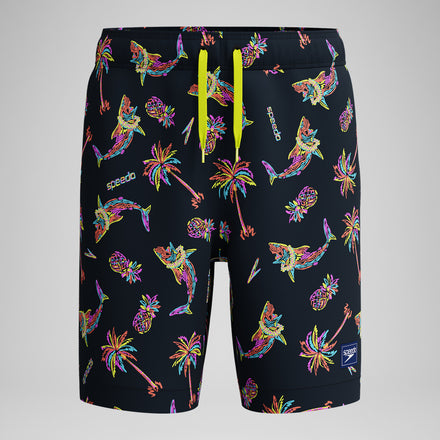 Kid's Print Redondo Volley Swim Trunks Black/Green