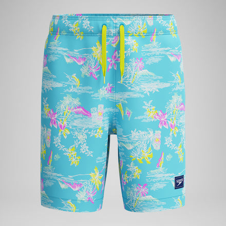Kid's Print Redondo Volley Swim Trunks Light Blue