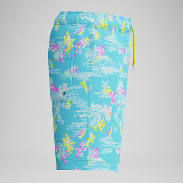 Kid's Print Redondo Volley Swim Trunks Light Blue