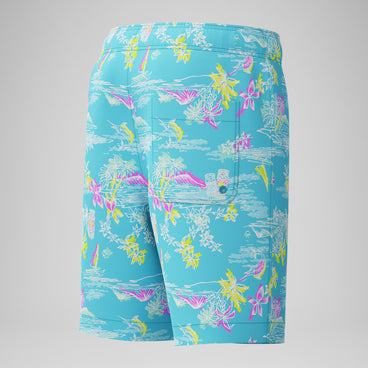Kid's Print Redondo Volley Swim Trunks Light Blue