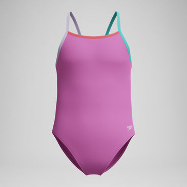 Women's Solid Propel Back One Piece Purple