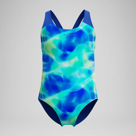 Girls Print Splashback Swimsuit Blue/Blue