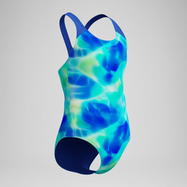 Girls Print Splashback Swimsuit Blue/Blue