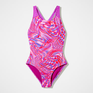 Girls Printed Splashback Swimsuit Pink