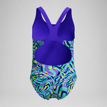 Girls Allover Splashback Swimsuit Green/Purple
