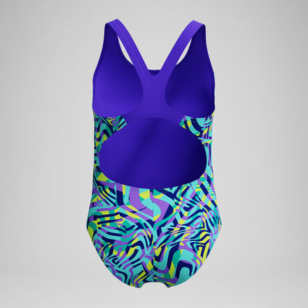 Girls Allover Splashback Swimsuit Green/Purple