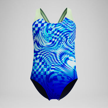 Girls Printed Splashback Swimsuit Blue