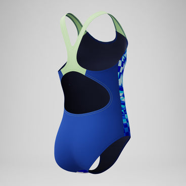 Girls Printed Splashback Swimsuit Blue
