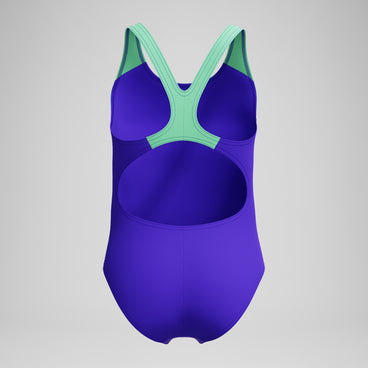 Girls Placement Splashback Swimsuit Green/Purple