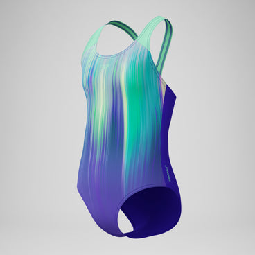 Girls Placement Splashback Swimsuit Green/Purple